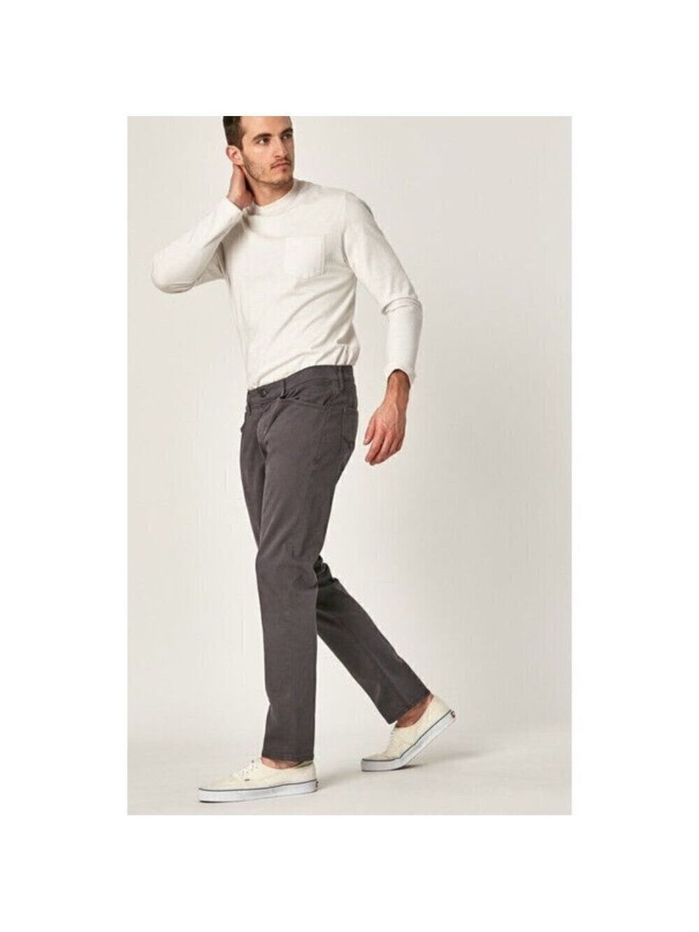 mavi Sz 29 X 34 Men's Dark Gray In Stretch Twill "Marcus" Slim Straight Leg